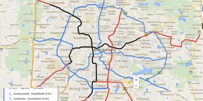 Nammaメトロ相3路線図